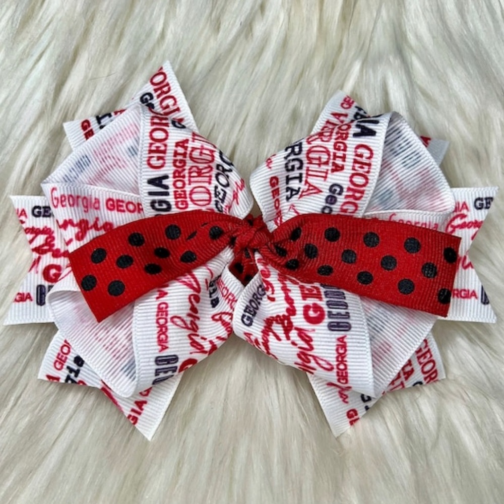 🎀 UGA Georgia Bulldogs Hair Bow Barrette Clip 🎀